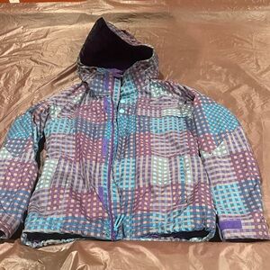 Burton Women’s Small Snowboard/ Ski checkered Jacket - Purple and Blue